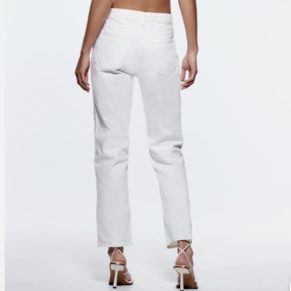 4/$20 ZARA High Waist Straight Leg Women's 100% Cotton White Jeans Size 8 - Picture 4 of 16